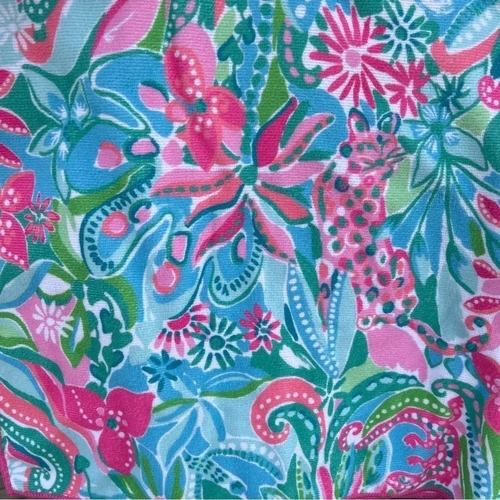 Lilly Pulitzer Golden Hour Oversized Microfiber Lounge Towel Bright Floral GUC